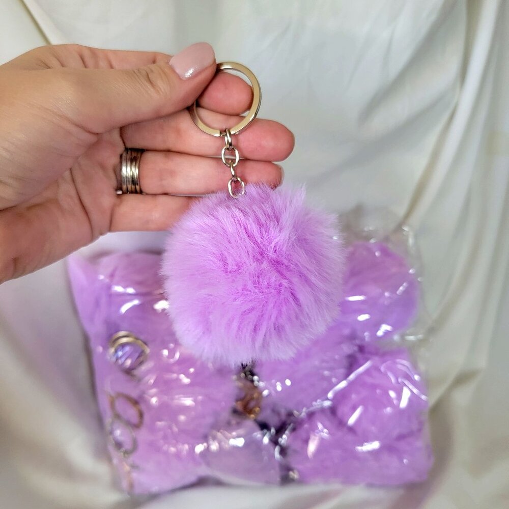 7 Fluffy PomPom Keychains, Brand New, Tons of Colors, You Choose Your Color(s)